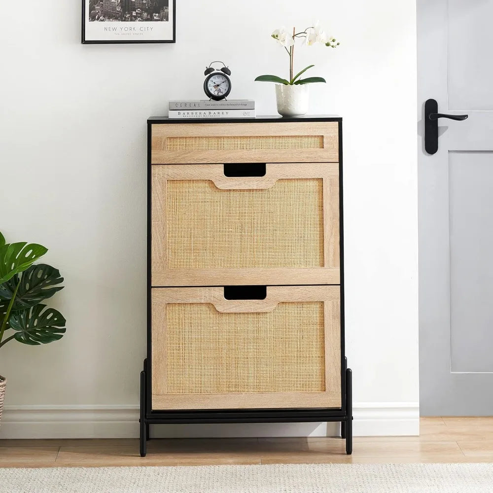 Zhuxiang Shoe Storage Cabinet With Rattan Drawers Pro