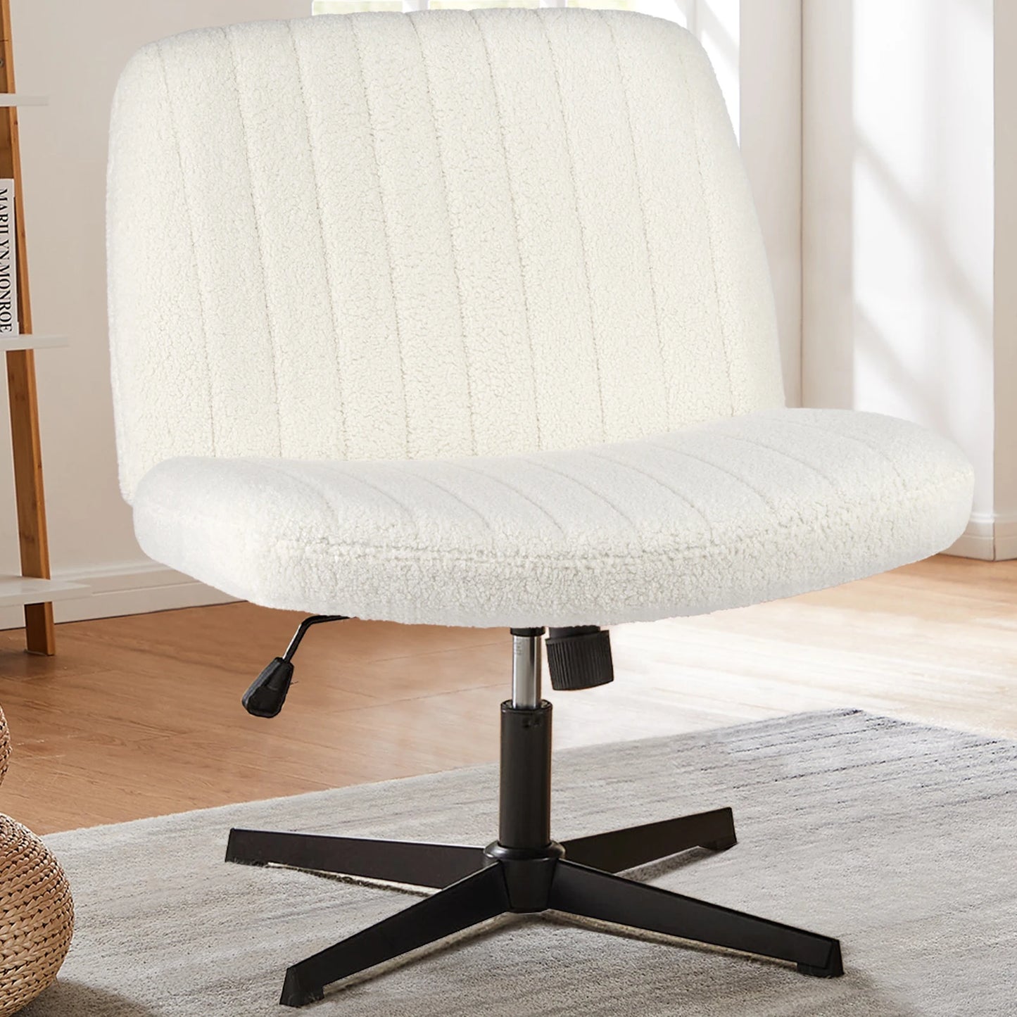 JHK Armless Rocking Office Chair With Fabric Upholstery