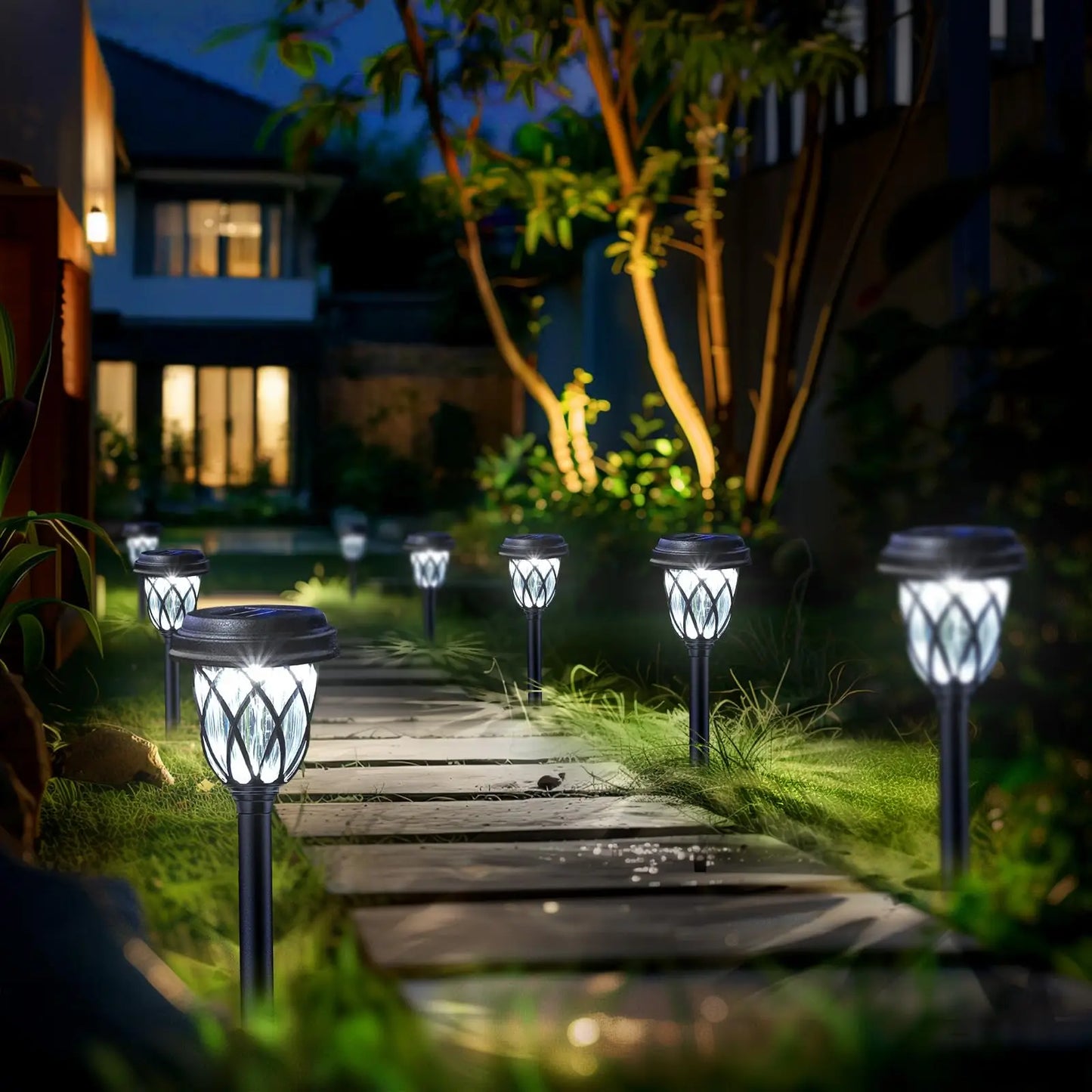 KEWEN Solar Tube Lights Ten-Pack Garden Lawn Pathway Lamps