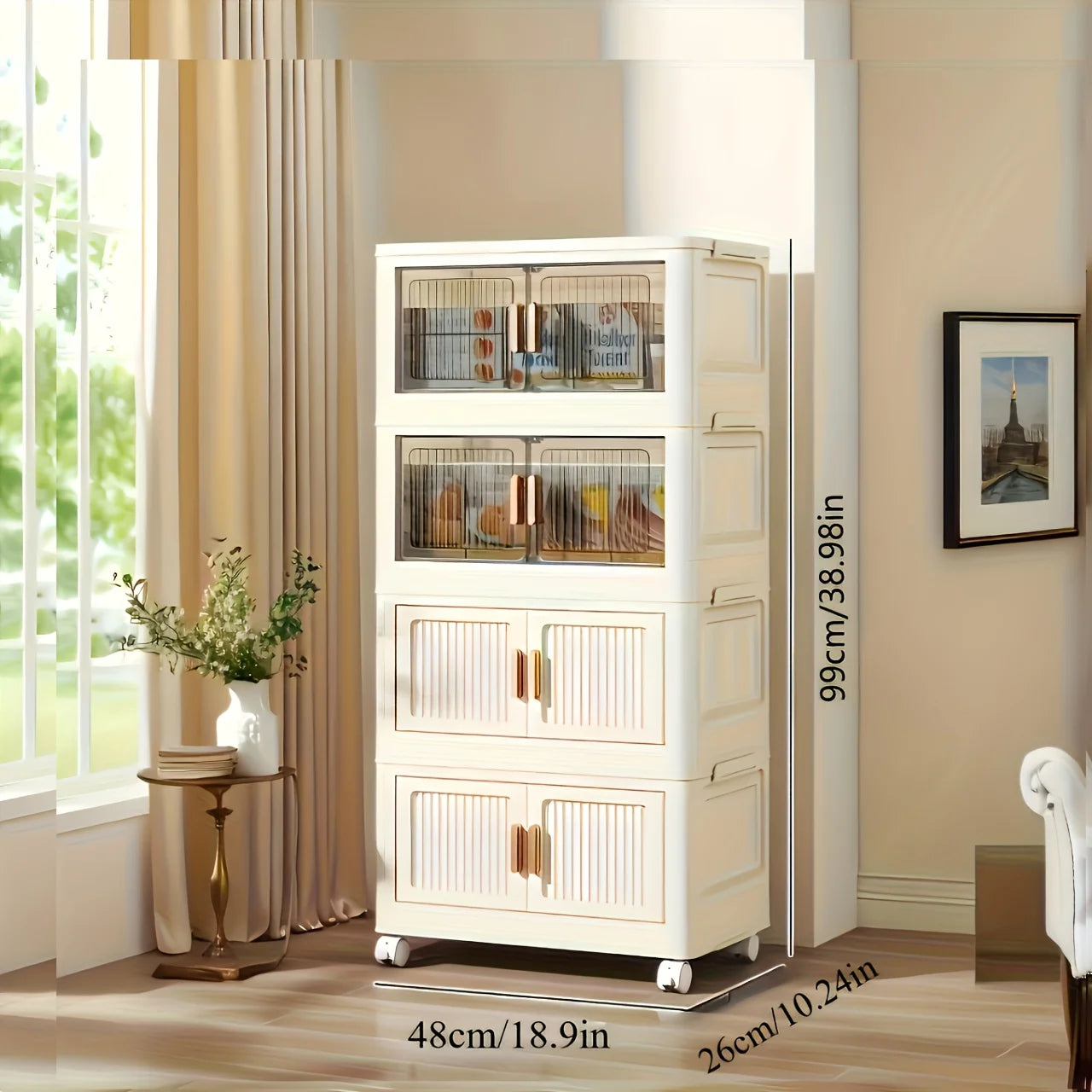 Storage Cabinet Stackable Plastic Organizer for Home Office