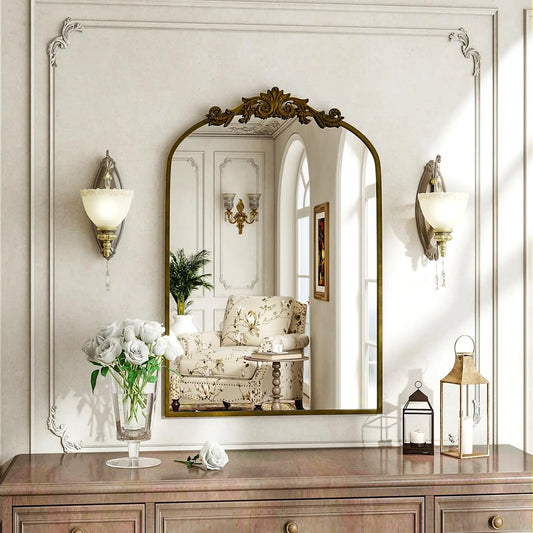 BEAUTYPEAK Vanity Wall Mirror Vintage Arch Design For Living Room