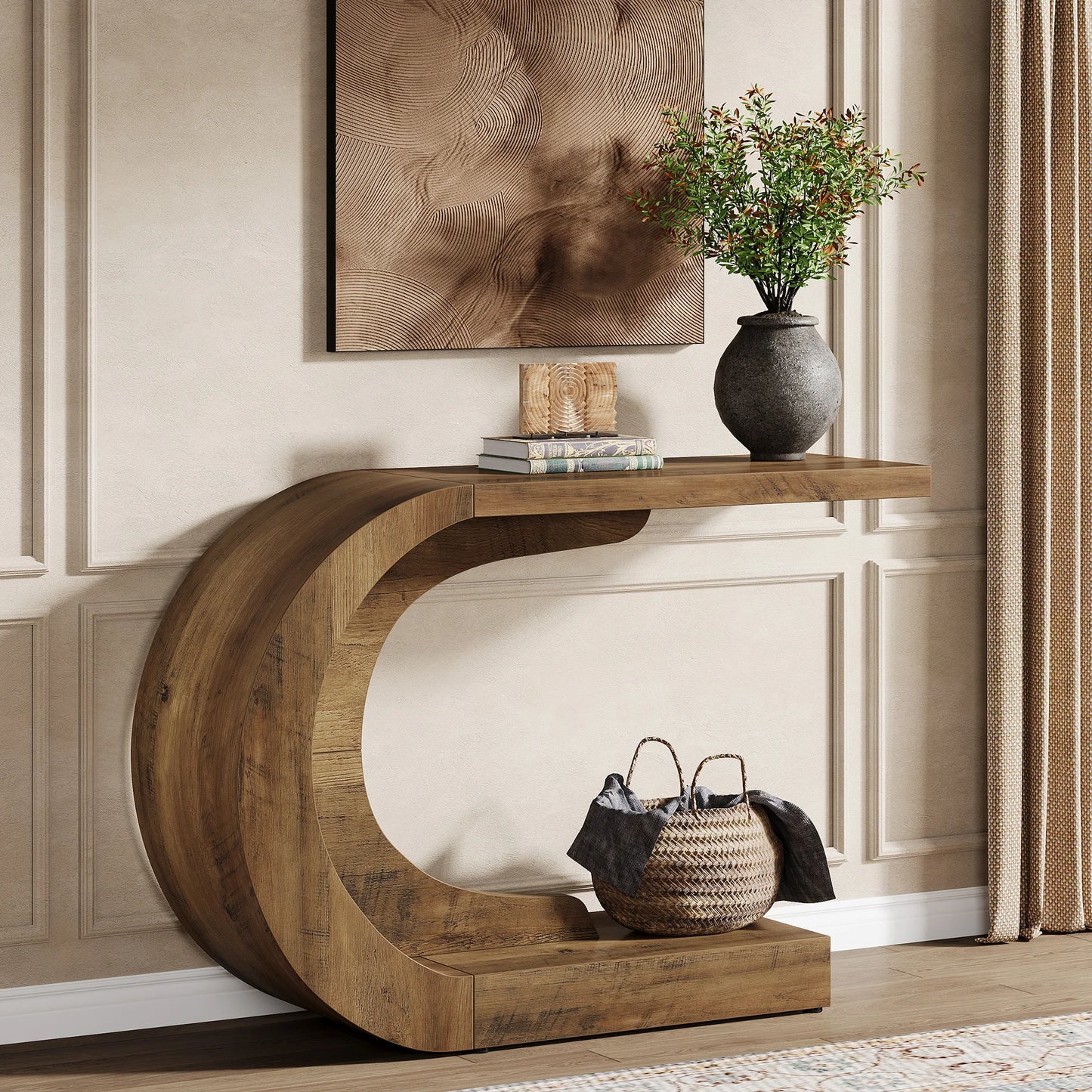 Tribesigns Console Table Mid-Century Modern Wood Storage