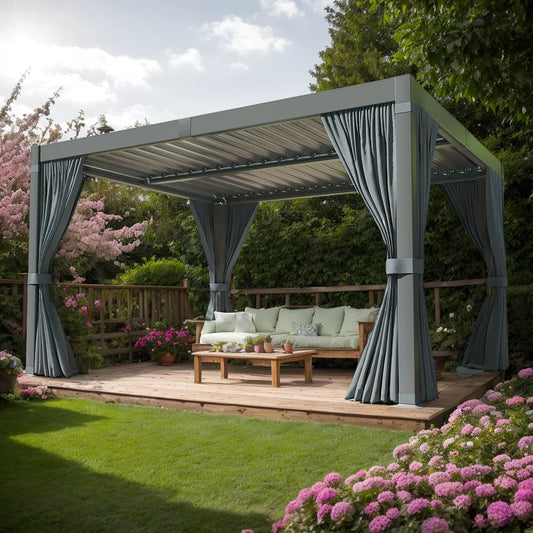 Pergola Aluminum Frame Louvered Waterproof Roof For Outdoor Patio