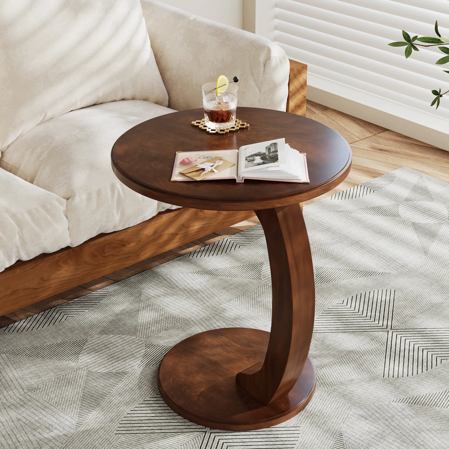 Tribesigns Round End Table Mid-Century Living Room