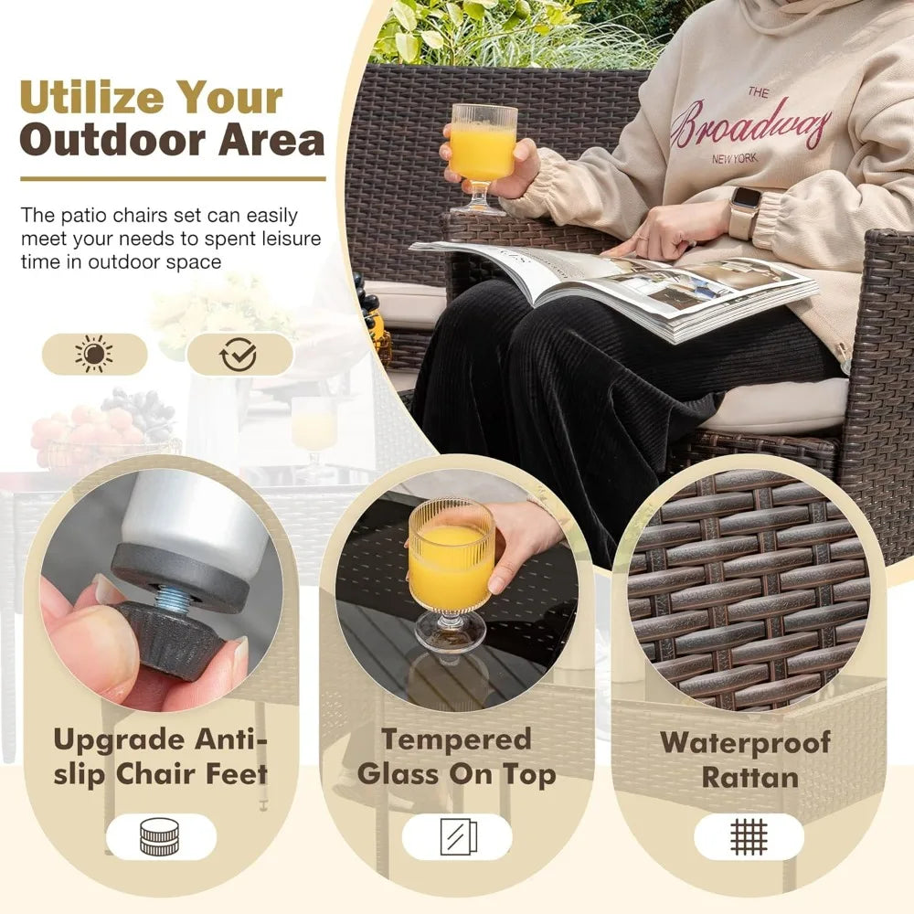 Outdoor Patio Furniture Set Rattan Wicker 4-Piece for Garden