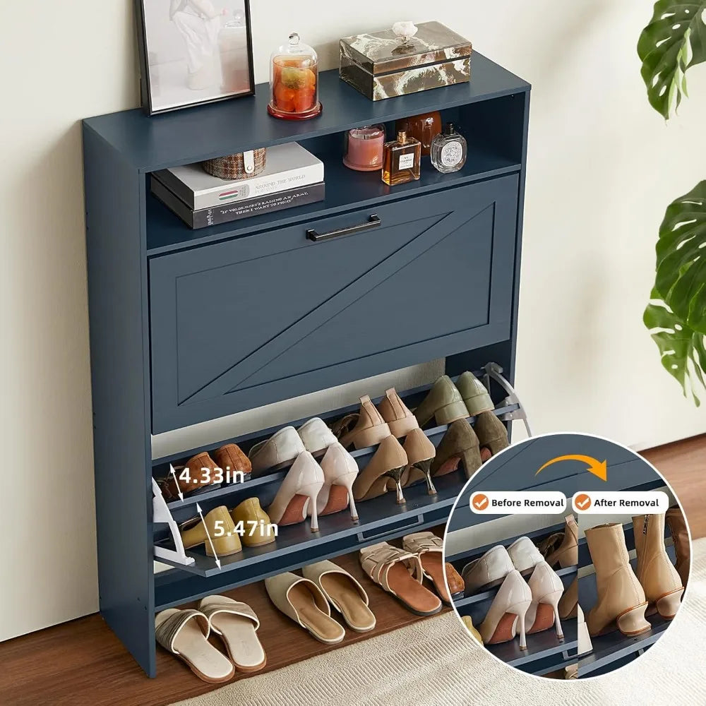 ZHUXIANG Narrow Shoe Storage Cabinet With Drawers Space-Saving