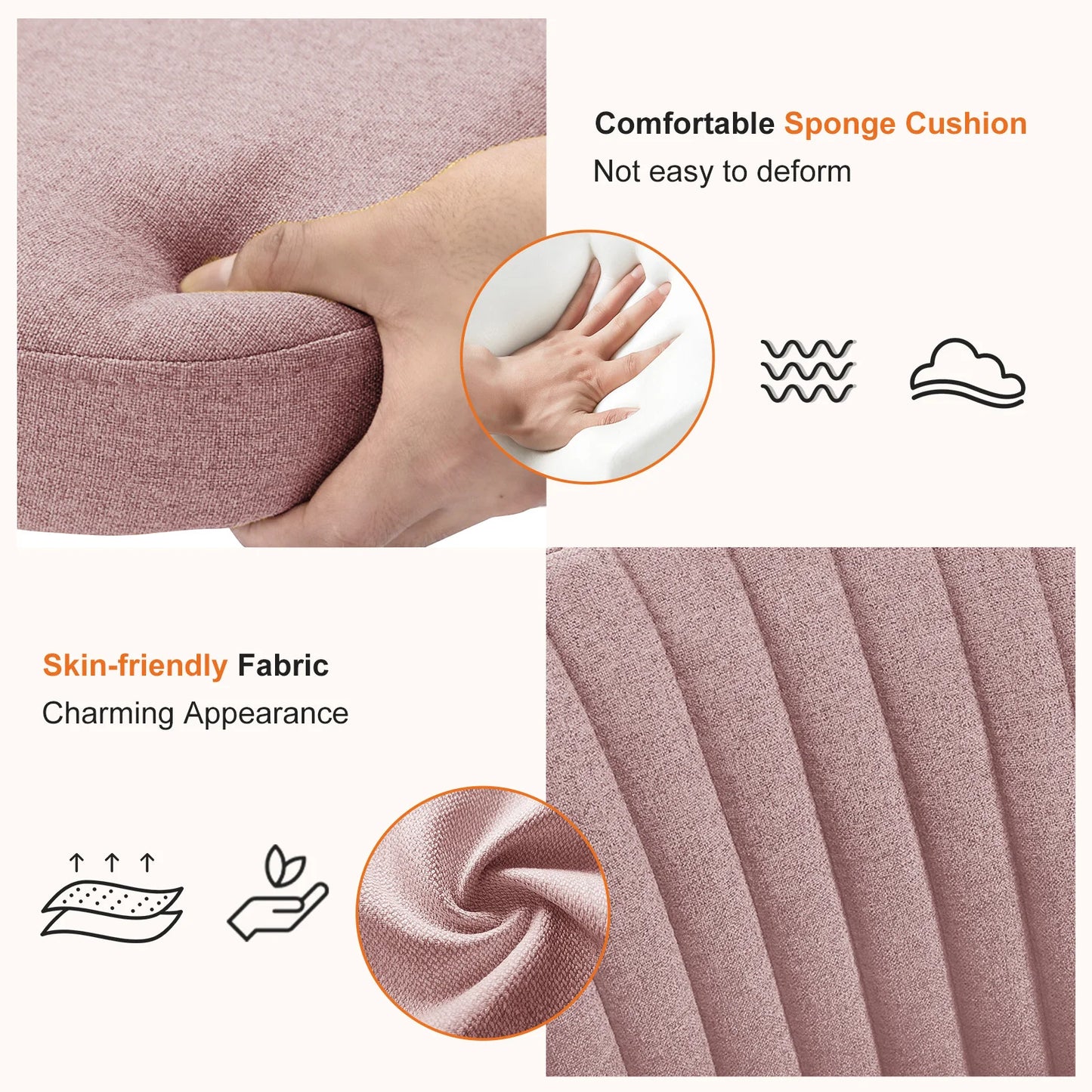 JHK Armless Desk Office Chair With Fabric Back Swivel