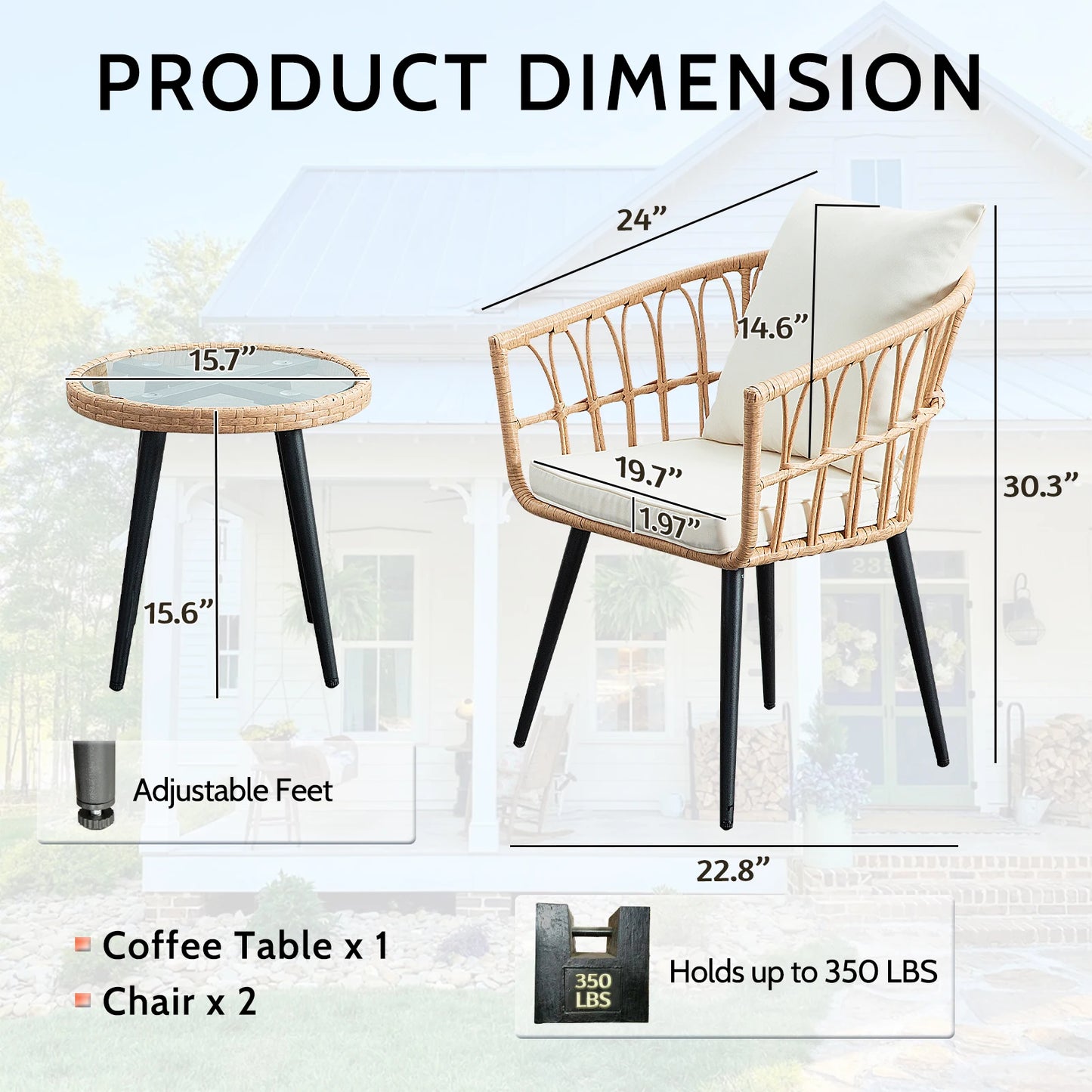 Patio Furniture Set Outdoor Wicker Chairs With Cushions And Table