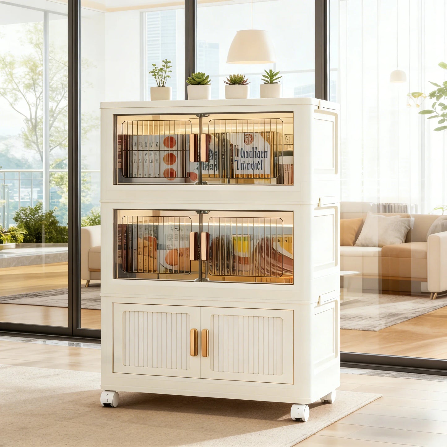 Storage Cabinet Stackable Plastic Organizer for Home Office