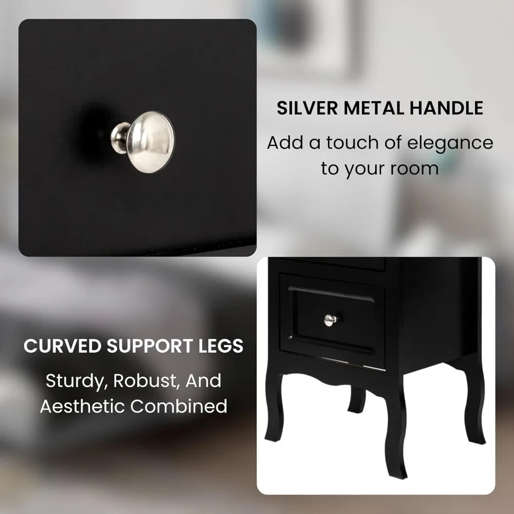 Nightstands With Drawers Vintage Farmhouse Wood For Bedroom Decor