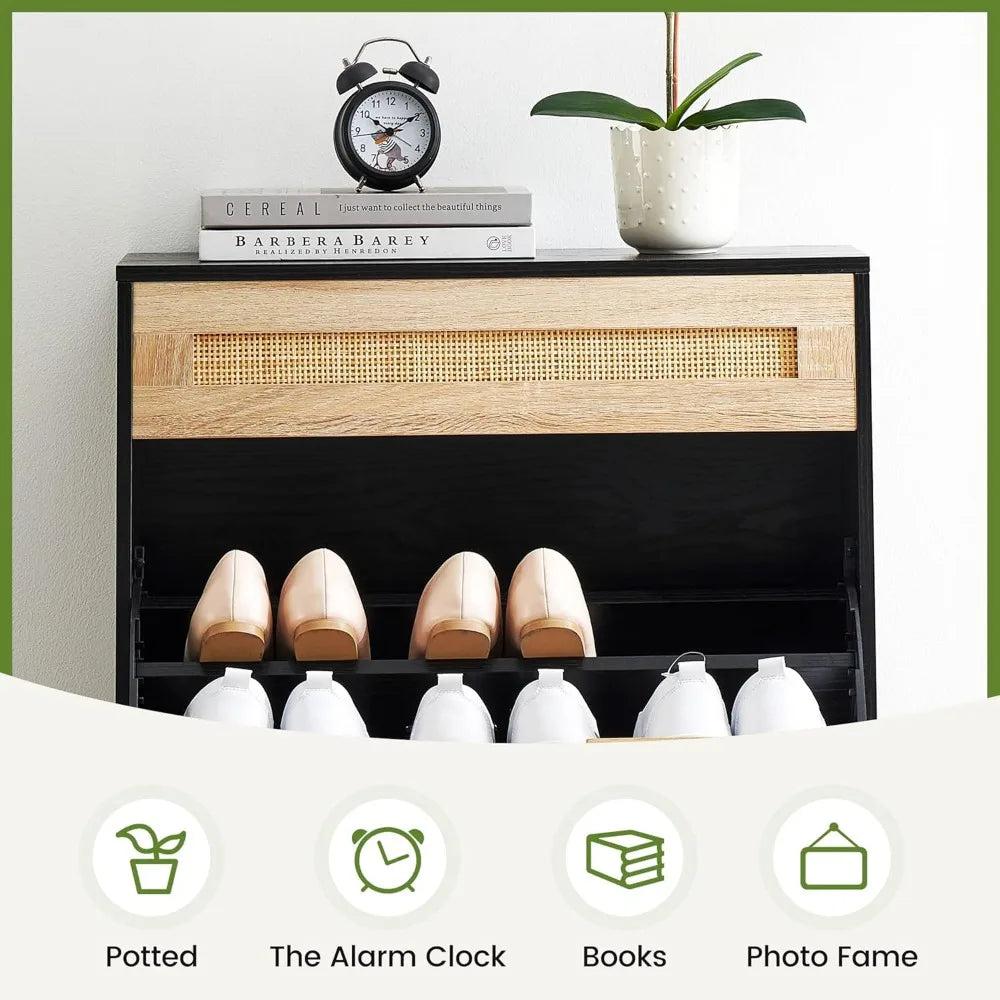 Zhuxiang Shoe Storage Cabinet With Rattan Drawers Pro