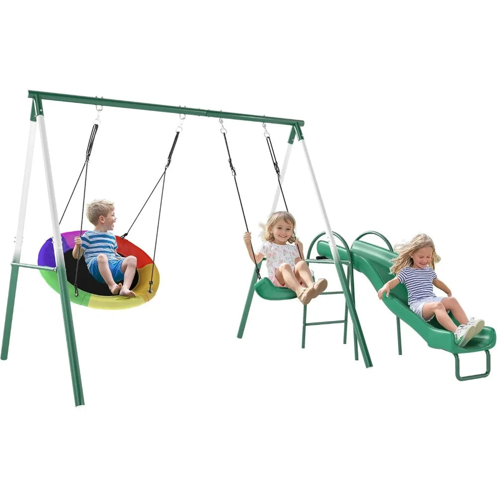 Swing Set With Adjustable Seat Saucer Swing Alloy Steel A-Frame