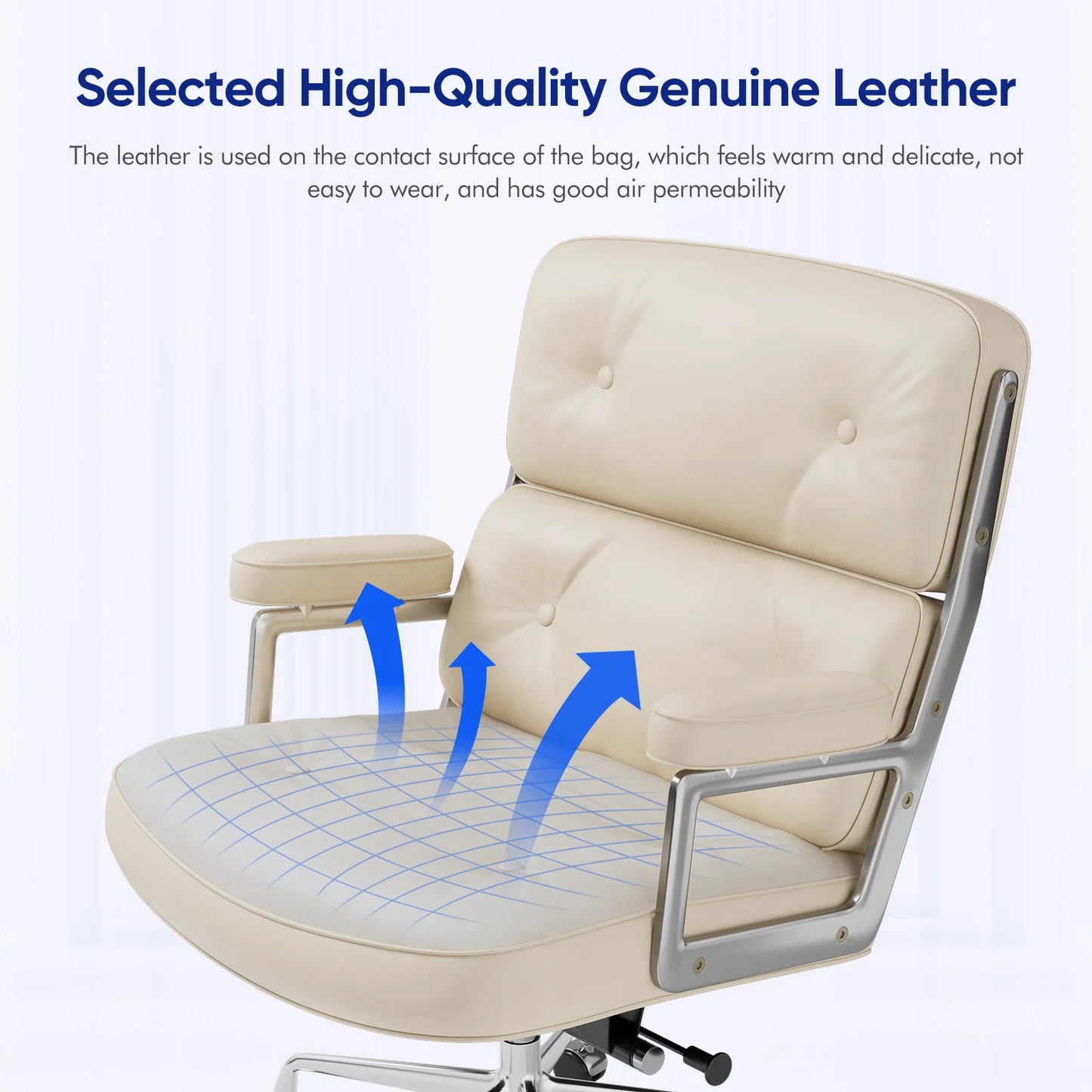 Furgle Office Chair With Genuine Leather And Aluminum Arms