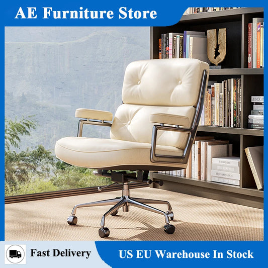 Furgle Office Chair With Genuine Leather And Aluminum Arms