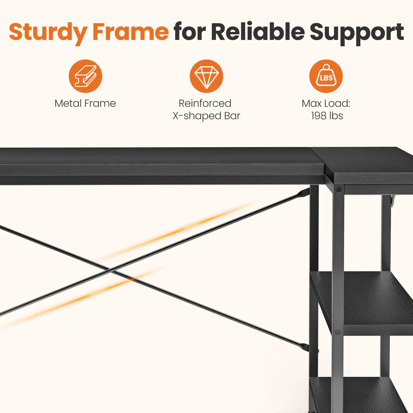JHK L-Shaped Desk With Reversible Storage Shelves For Home Office