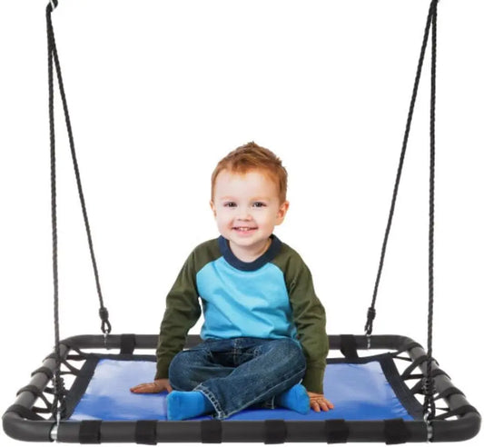 Kids Platform Swing Set With Adjustable Rope Outdoor
