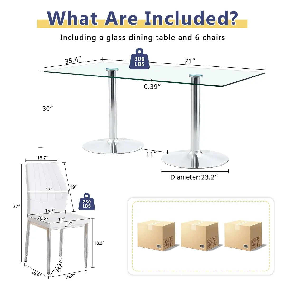 Guohe Glass Dining Table Set For Six With Tempered Top