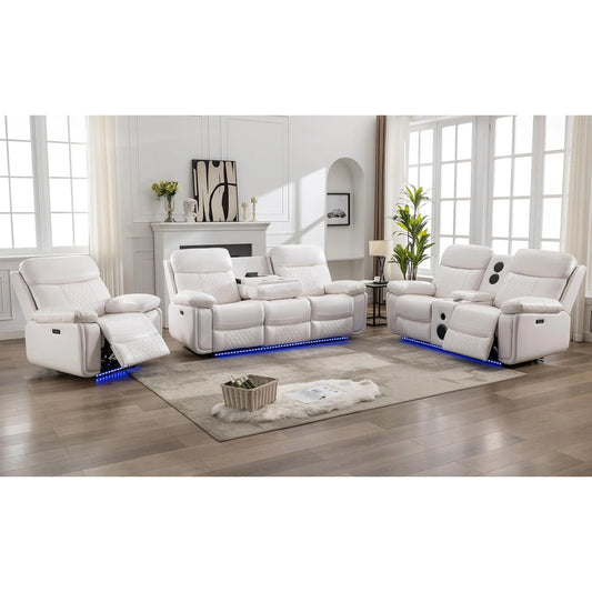 Todrani Electric Power Recliner Sofa Set With Wireless Charger