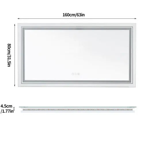 Bathroom Mirror LED Backlit Anti-Fog Wall Mounted Vanity