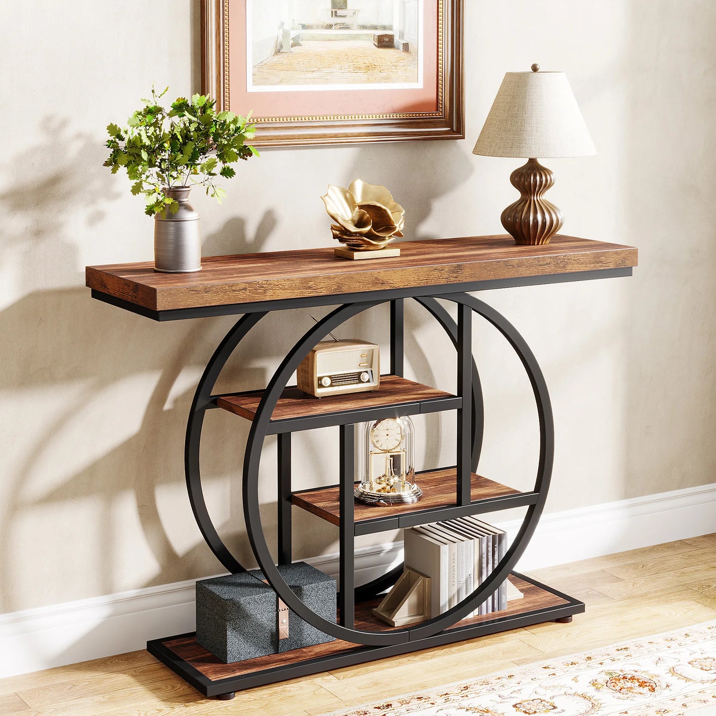 Tribesigns Console Table 4-Tier Industrial Storage Shelf