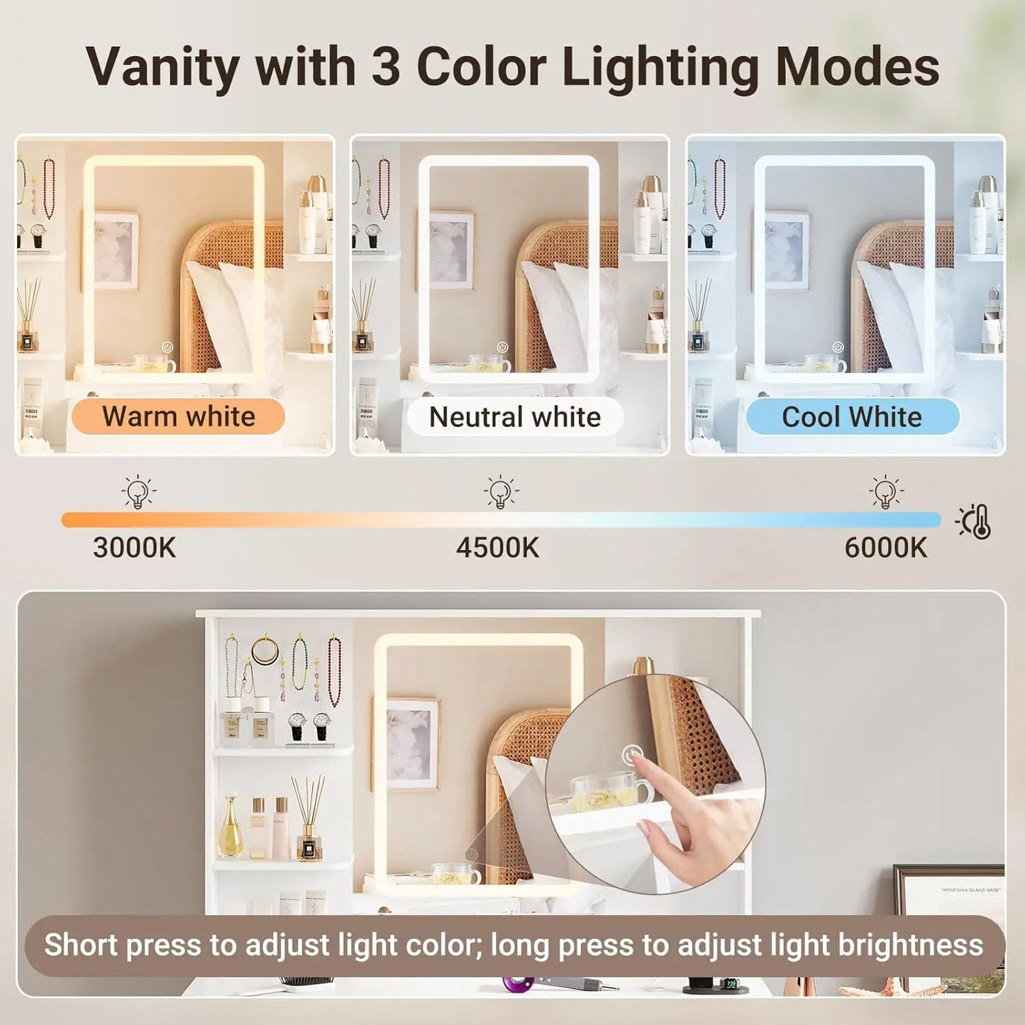 Makeup Vanity Table With Lighted Mirror