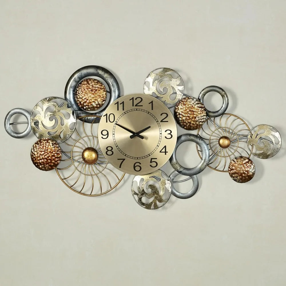 Metal Wall Art Clock Modern Bold Numbers and Hands
