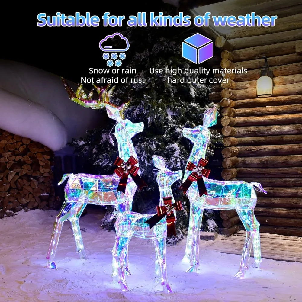 XMSJ Outdoor Christmas Reindeer Family 3-Piece Lighted Set