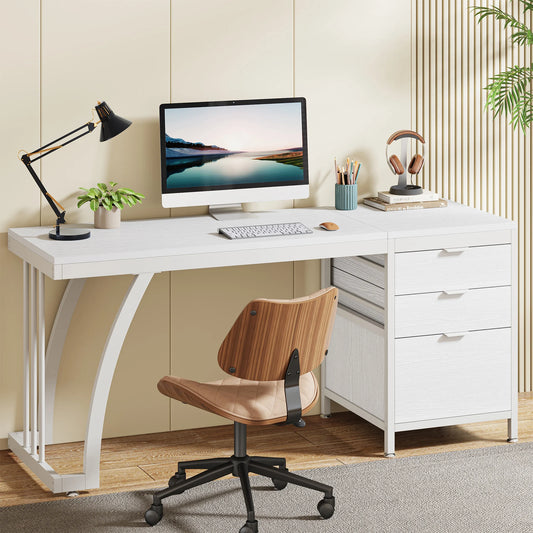 Tribesigns Computer Desk Reversible Drawers PC Table
