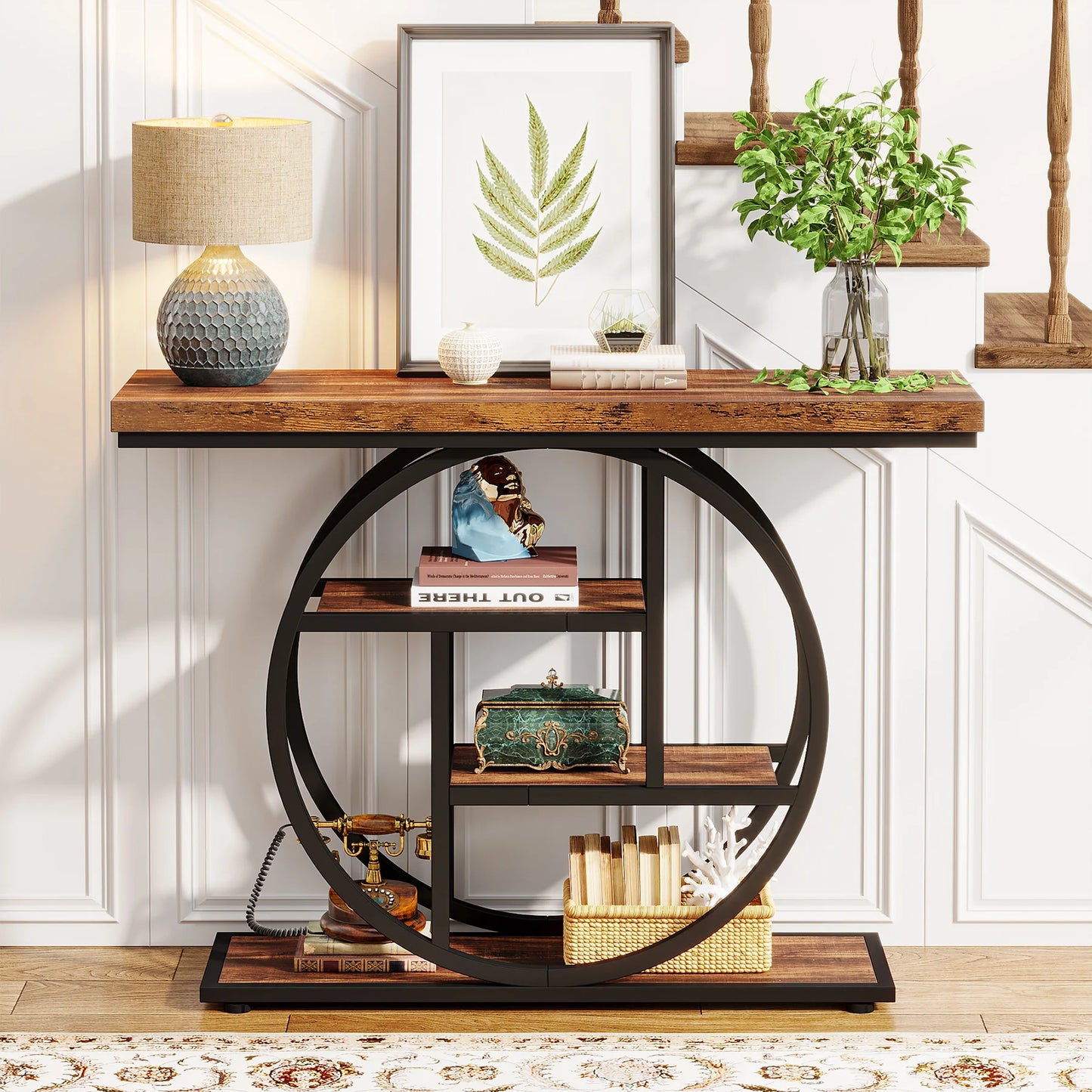Tribesigns Console Table 4-Tier Industrial Storage Shelf