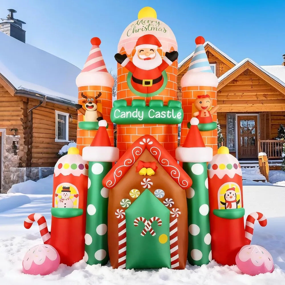 XMSJ Inflatable Candy Castle With LED Lights Outdoor Display