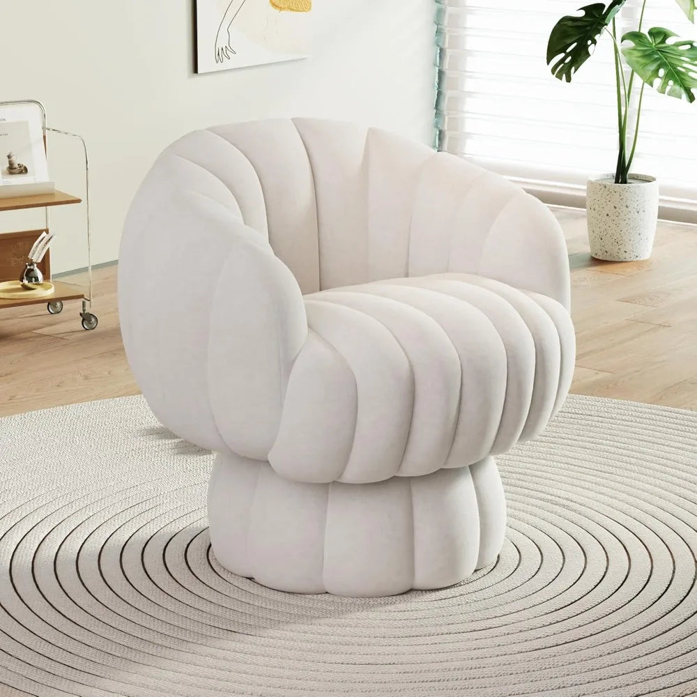 Accent Chair With Velvet Upholstery And 360-Degree Barrel Swivel