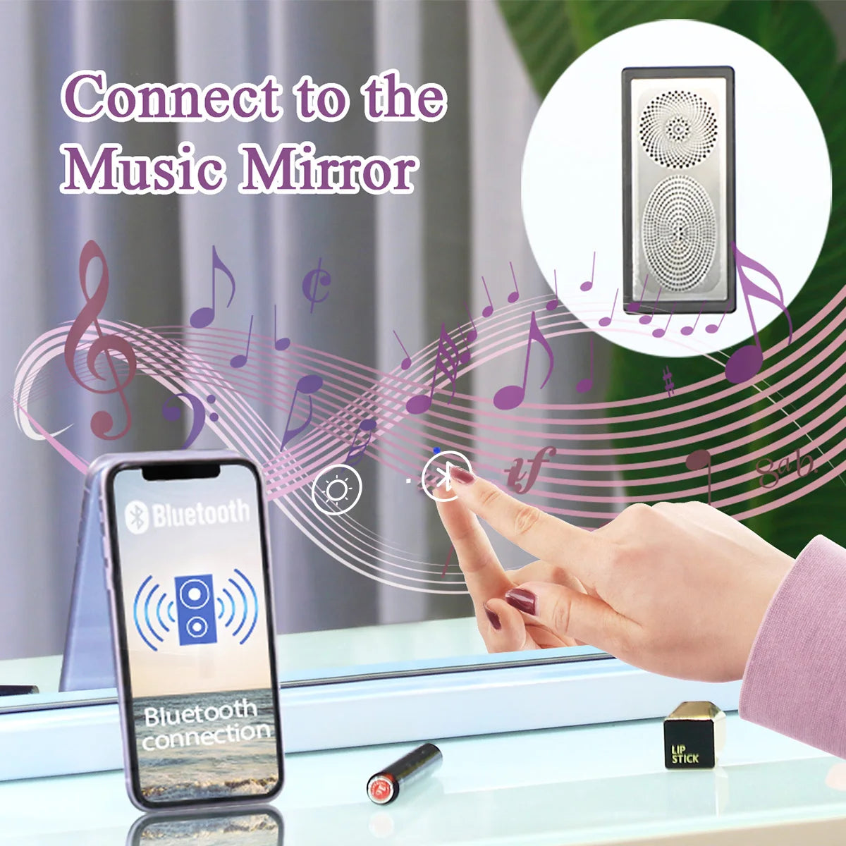 Vanity Mirror With Lights And Bluetooth Speakers, 10x Magnification