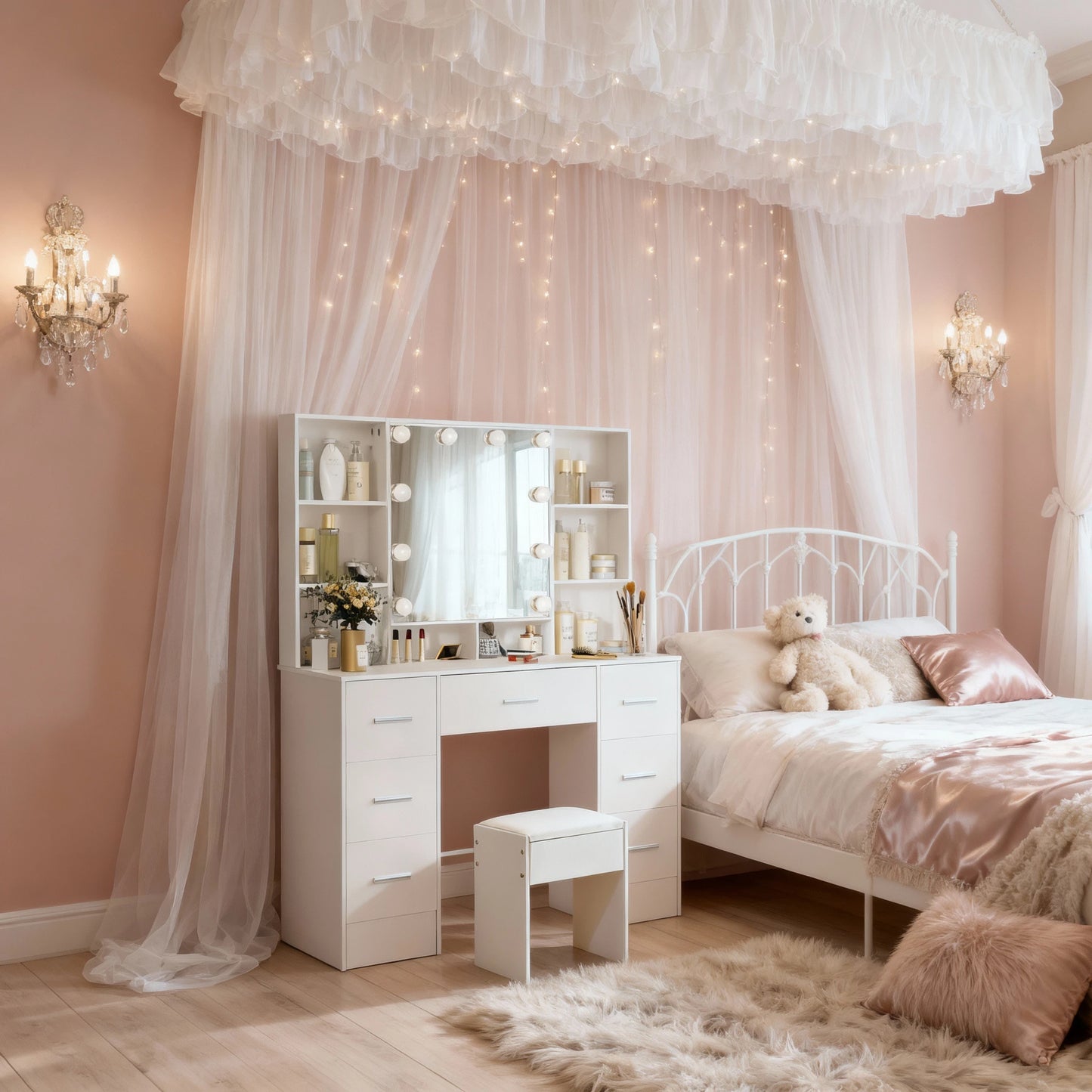 Dressing Table With LED Mirror