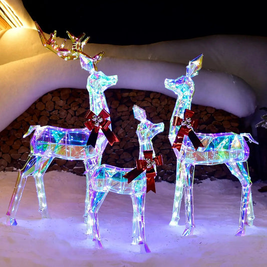 XMSJ Outdoor Christmas Reindeer Family 3-Piece Lighted Set