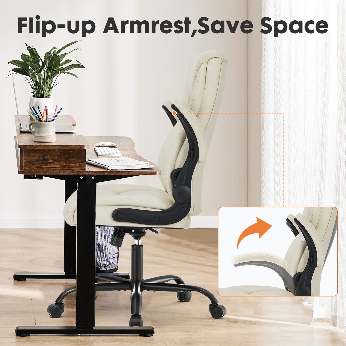 JHK Office Chair Flip-Up Arms for All-Day Comfort Durable