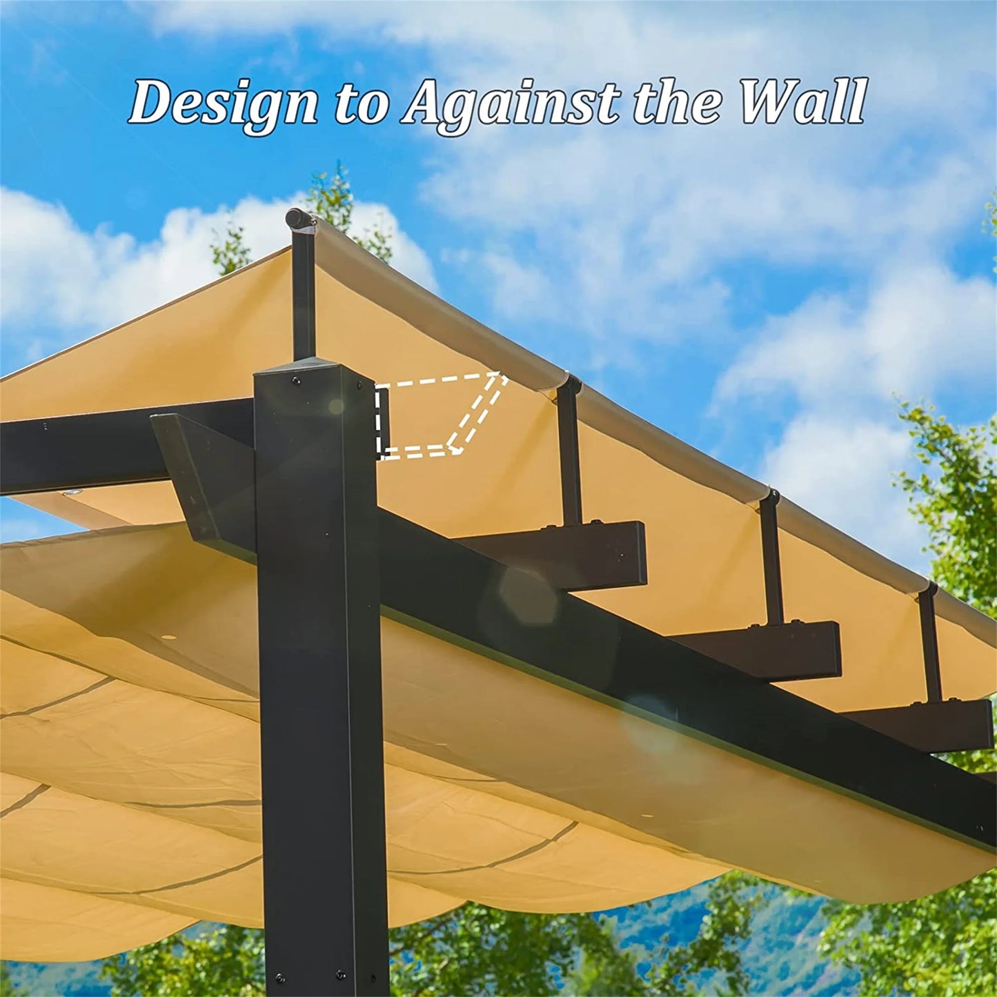TWISTER.CK Pergola Aluminum Retractable Sunshade Canopy For Outdoor Garden