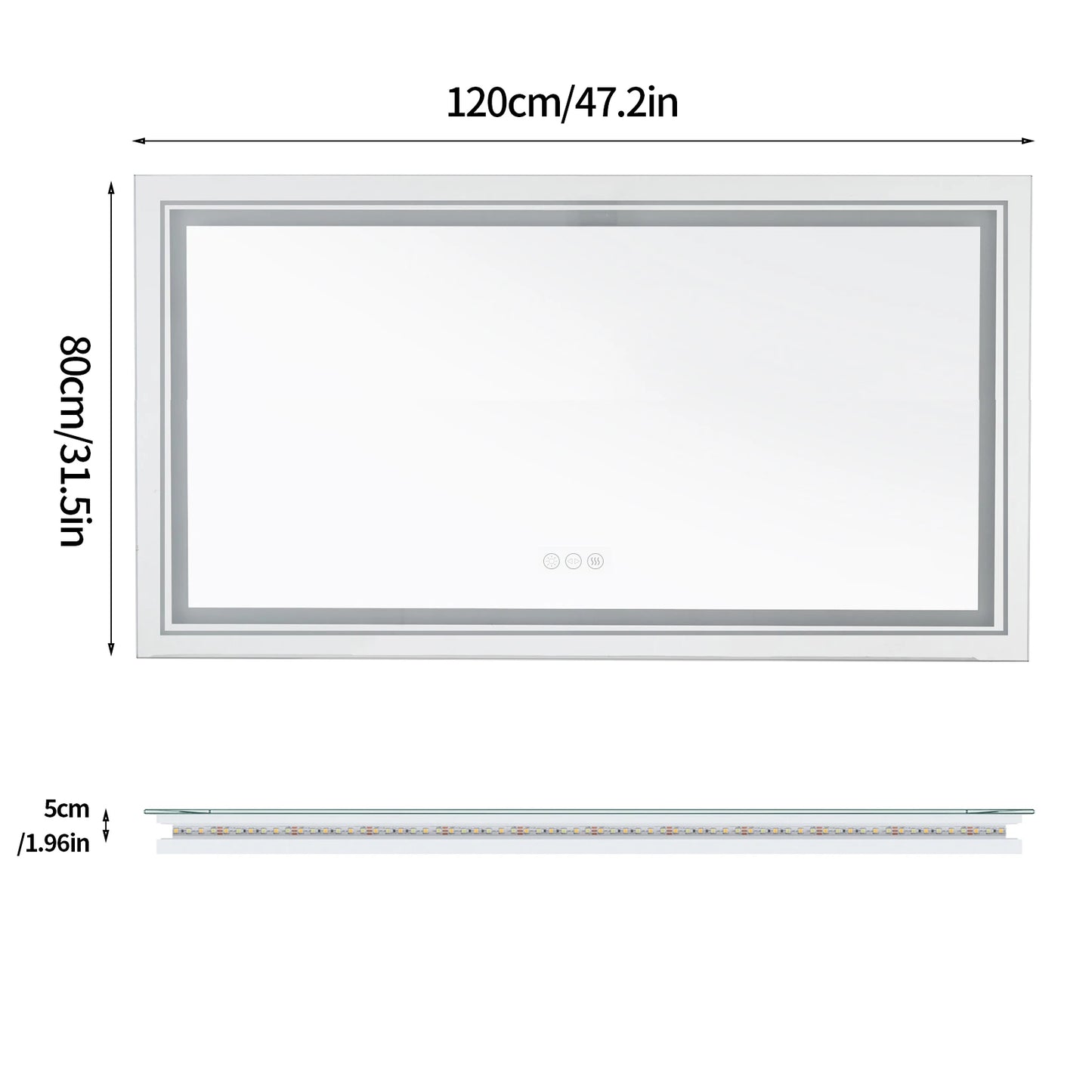 Bathroom Mirror LED Backlit Anti-Fog Wall Mounted Vanity
