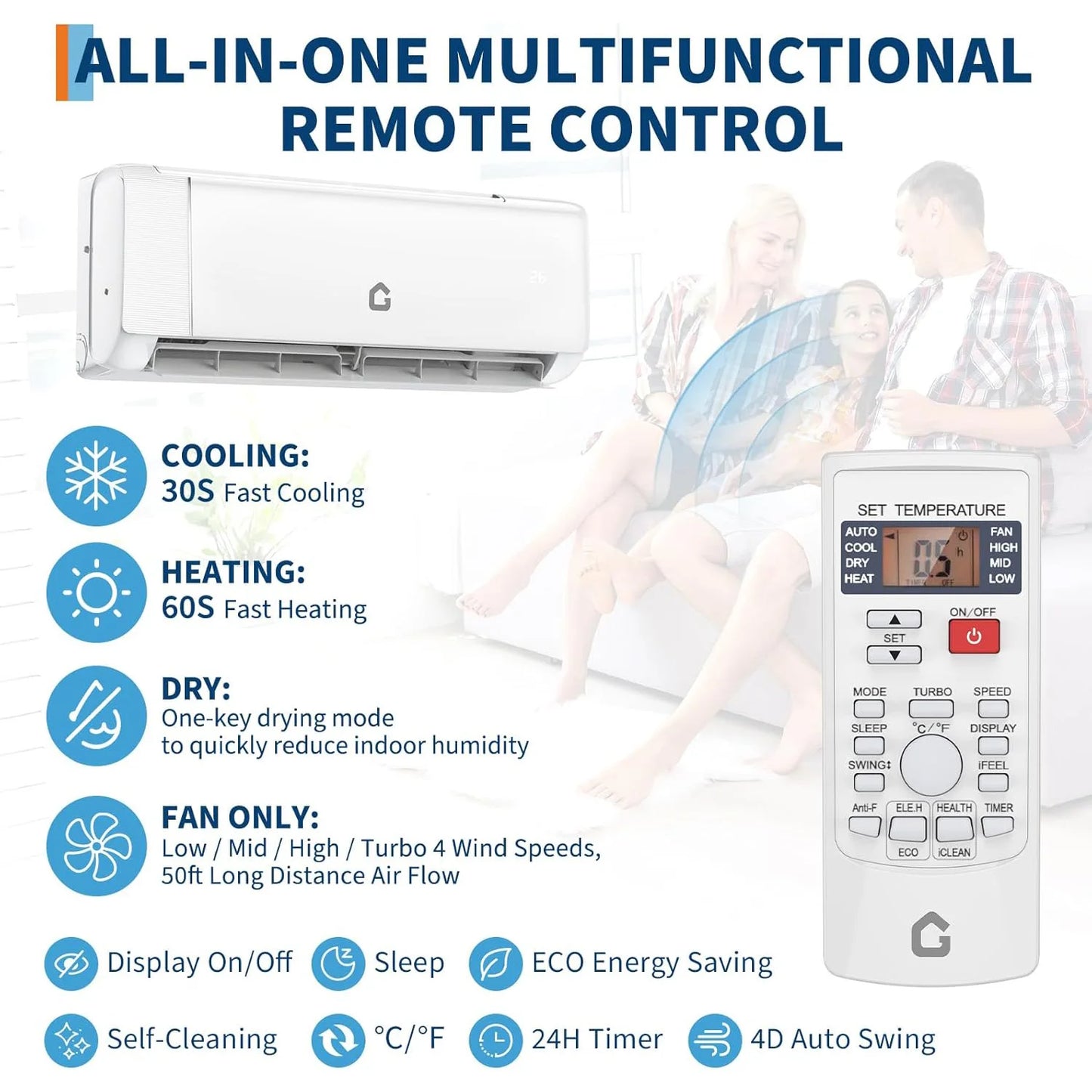 Adoolla Inverter Mini Split Air Conditioner Heat Pump With WiFi