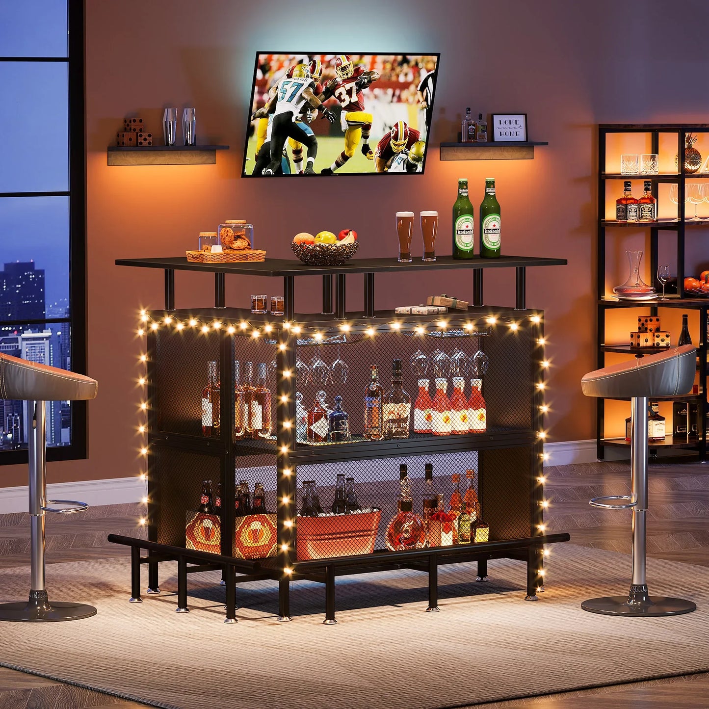 Tribesigns Home Bar Unit Iron Frame Minimalist Liquor Cabinet