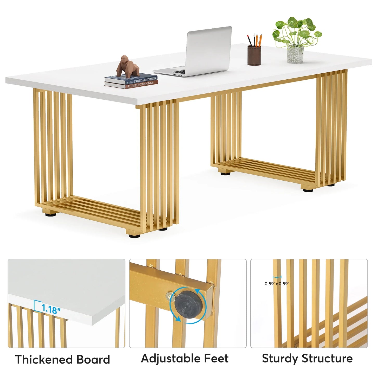 Tribesigns Modern Office Desk With Metal Legs