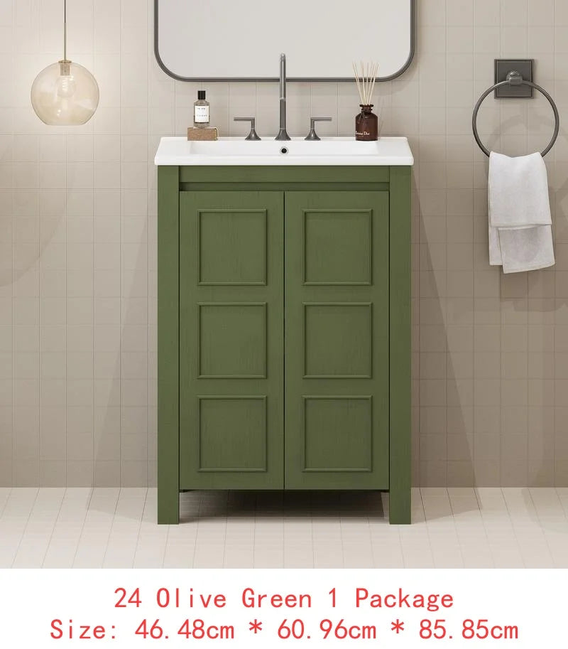 Bathroom Vanity Set With Double Ceramic Sinks And Soft-Close Doors
