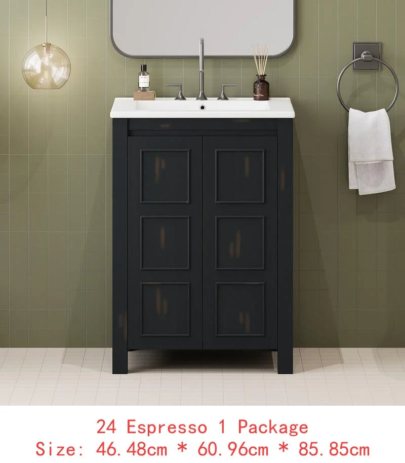 Bathroom Vanity Set With Double Ceramic Sinks And Soft-Close Doors