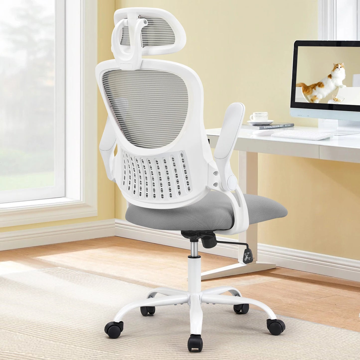 JHK Mesh Ergonomic Office Chair With Flip Up Armrests