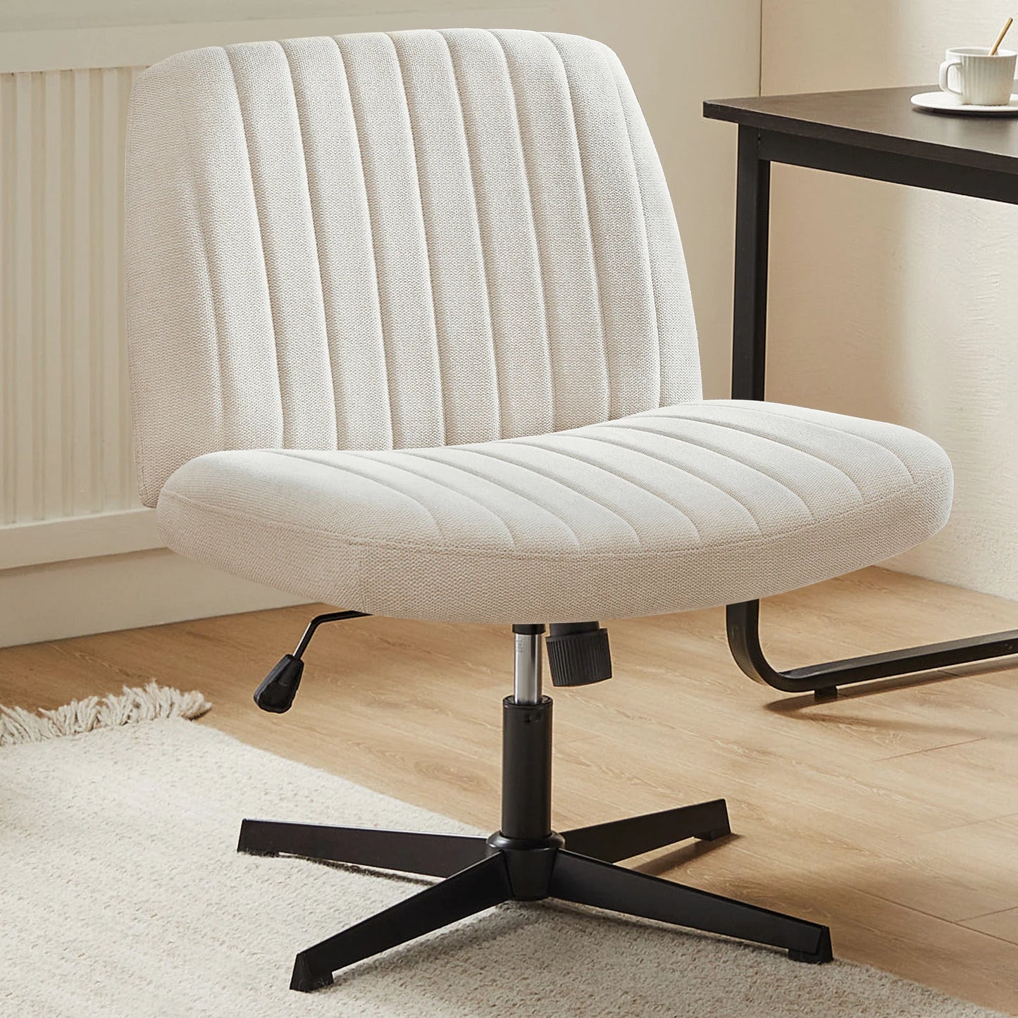 JHK Armless Rocking Office Chair With Fabric Upholstery