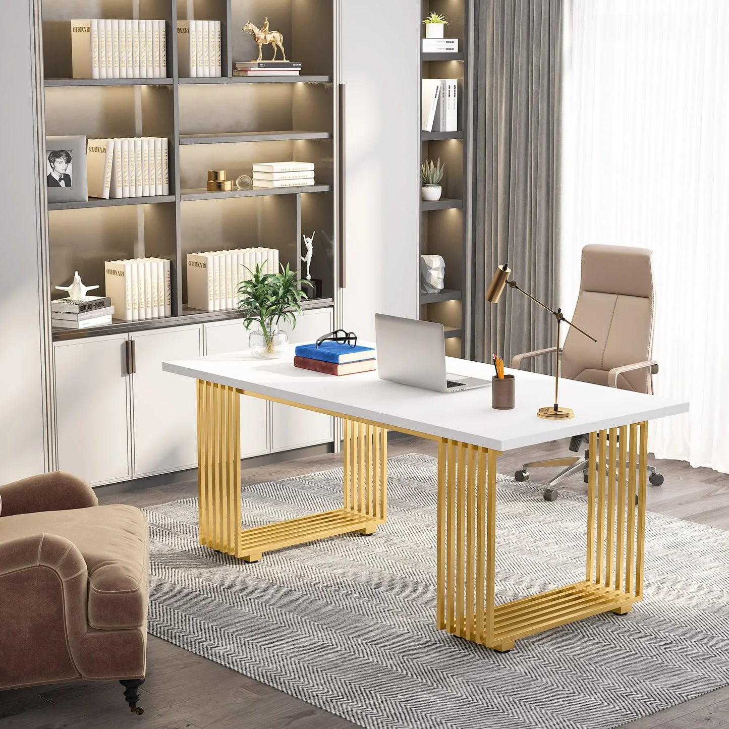 Tribesigns Modern Office Desk With Metal Legs