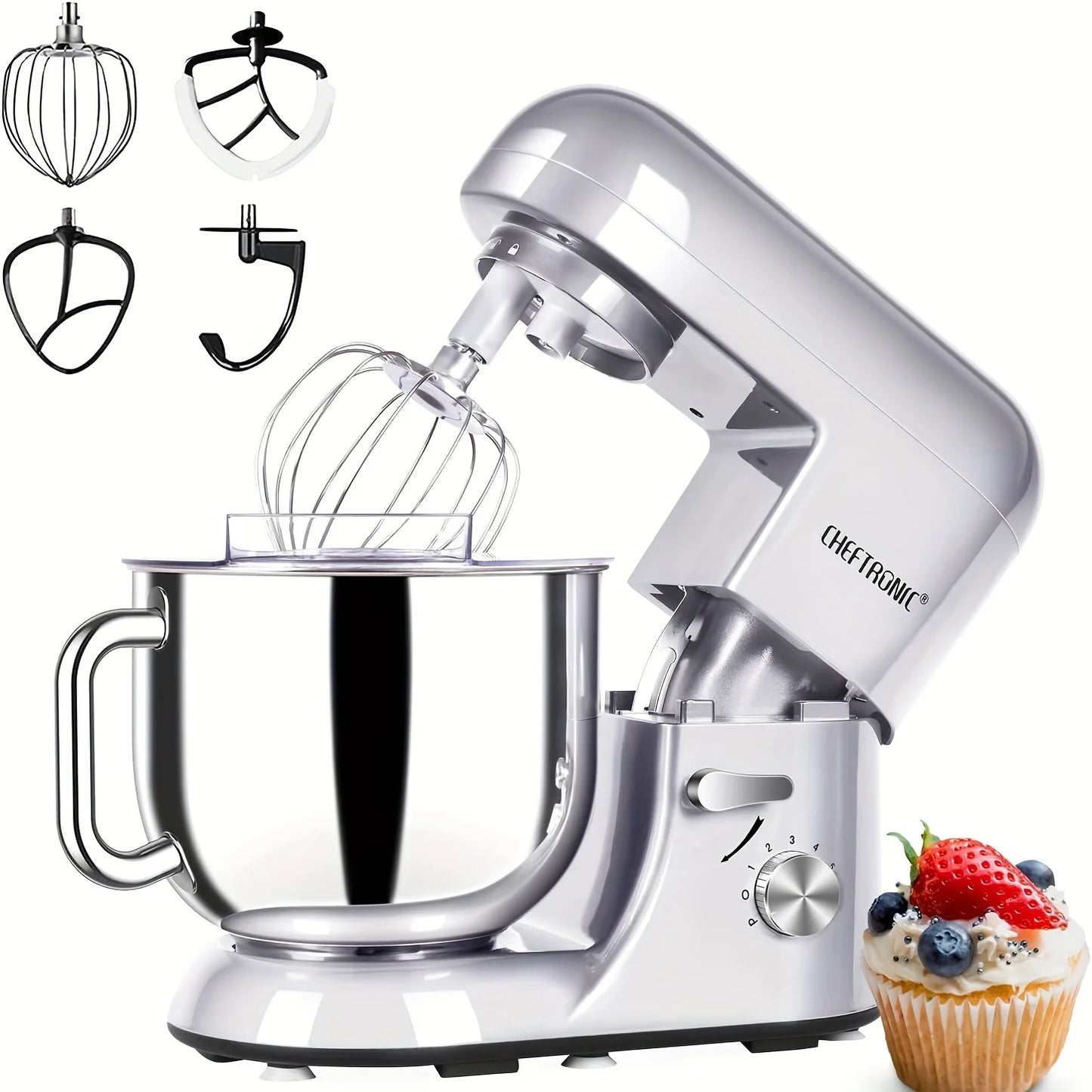 Cheftronic Stand Mixer 7 Qt Tilt-Head 650W 6-Speed US Plug