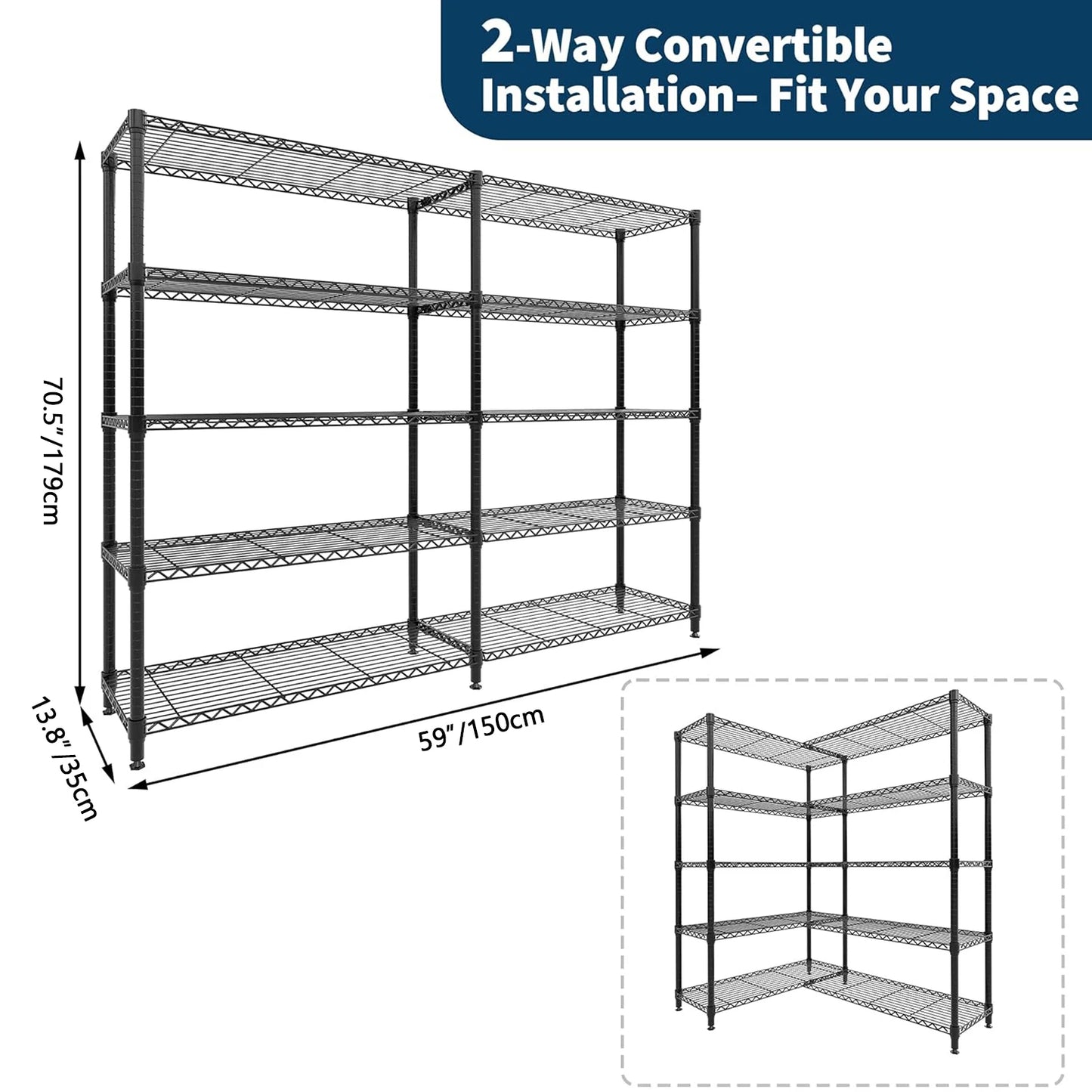 TWISTER.CK Heavy Duty Storage Shelves Metal 5-Tier System