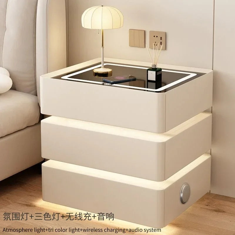 Bedside Table Wireless Charging Nightstand for Modern Bedroom