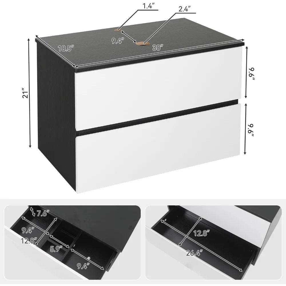 High-concerned Vanity Cabinet Wall Mounted Modern Two Drawers