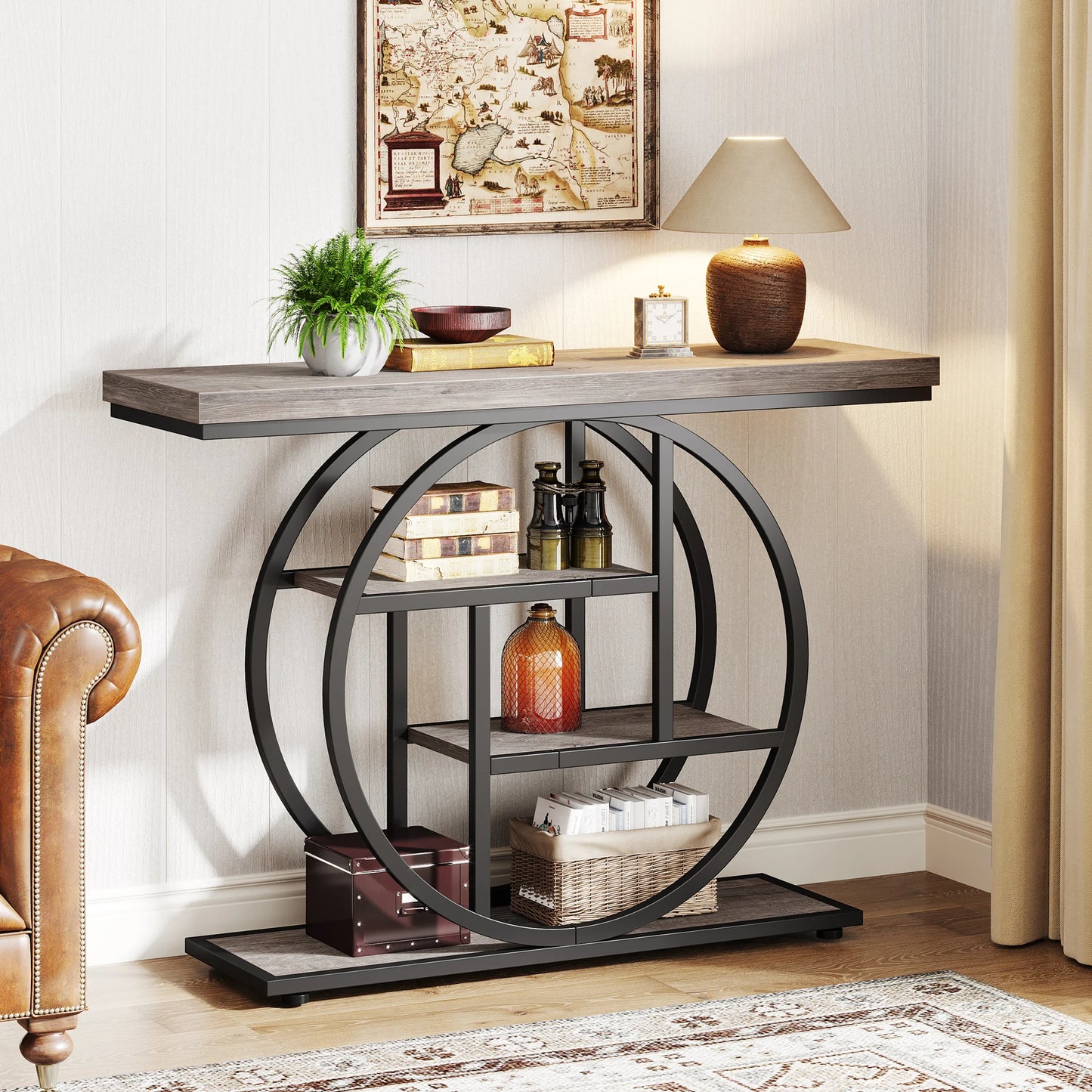 Tribesigns Console Table 4-Tier Industrial Storage Shelf